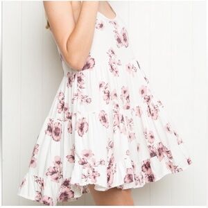 Brandy Melville White & Pink Floral Jada Dress